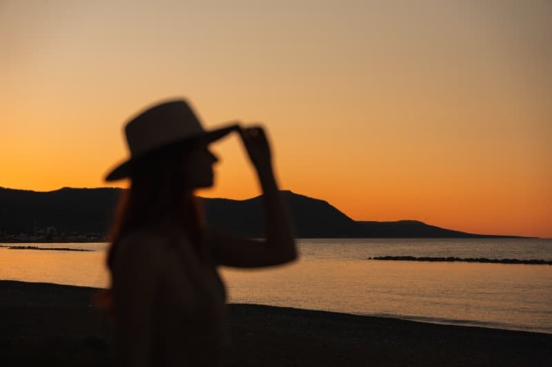 Sunset silhouette over the Cyprus coastline